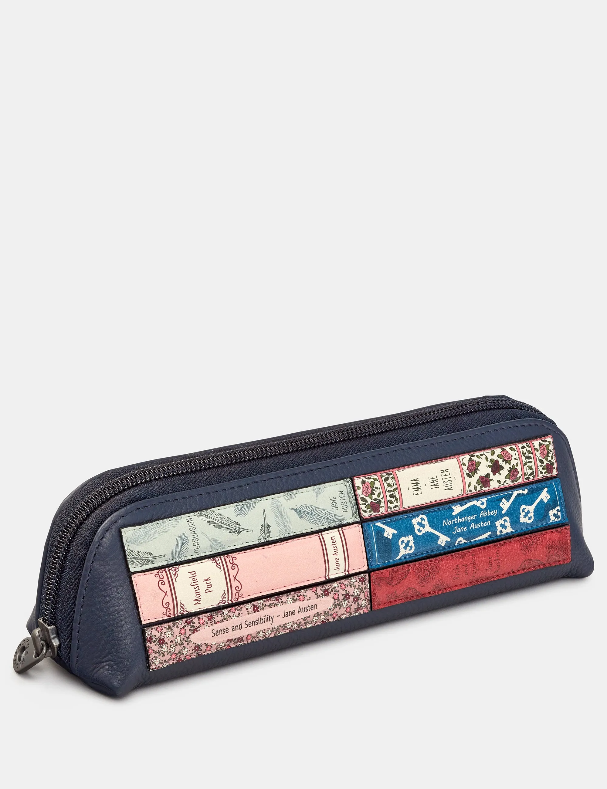 Jane Austen Bookworm Navy Leather Pencil Case