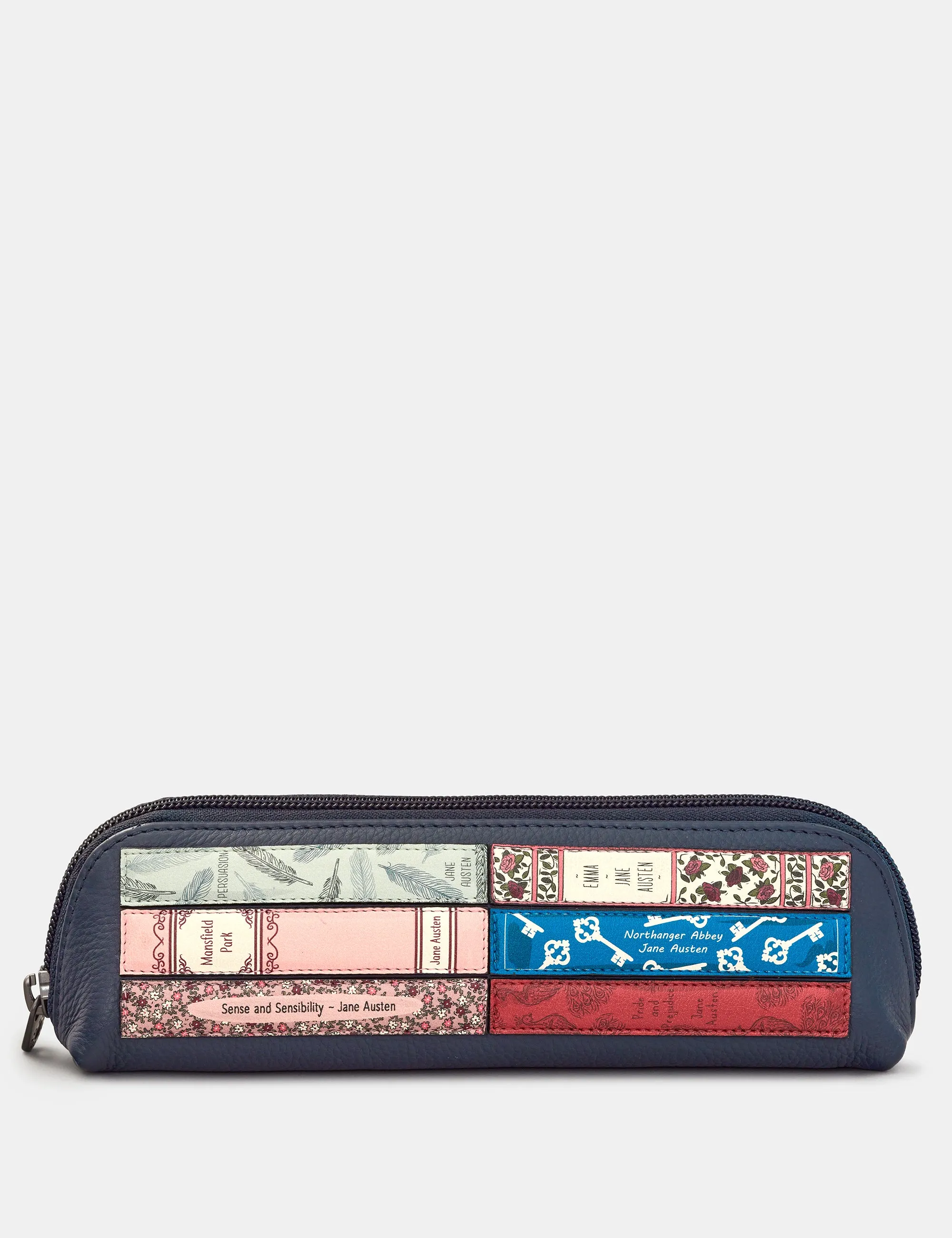 Jane Austen Bookworm Navy Leather Pencil Case