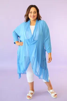 Jayla Draped Poncho in Blue