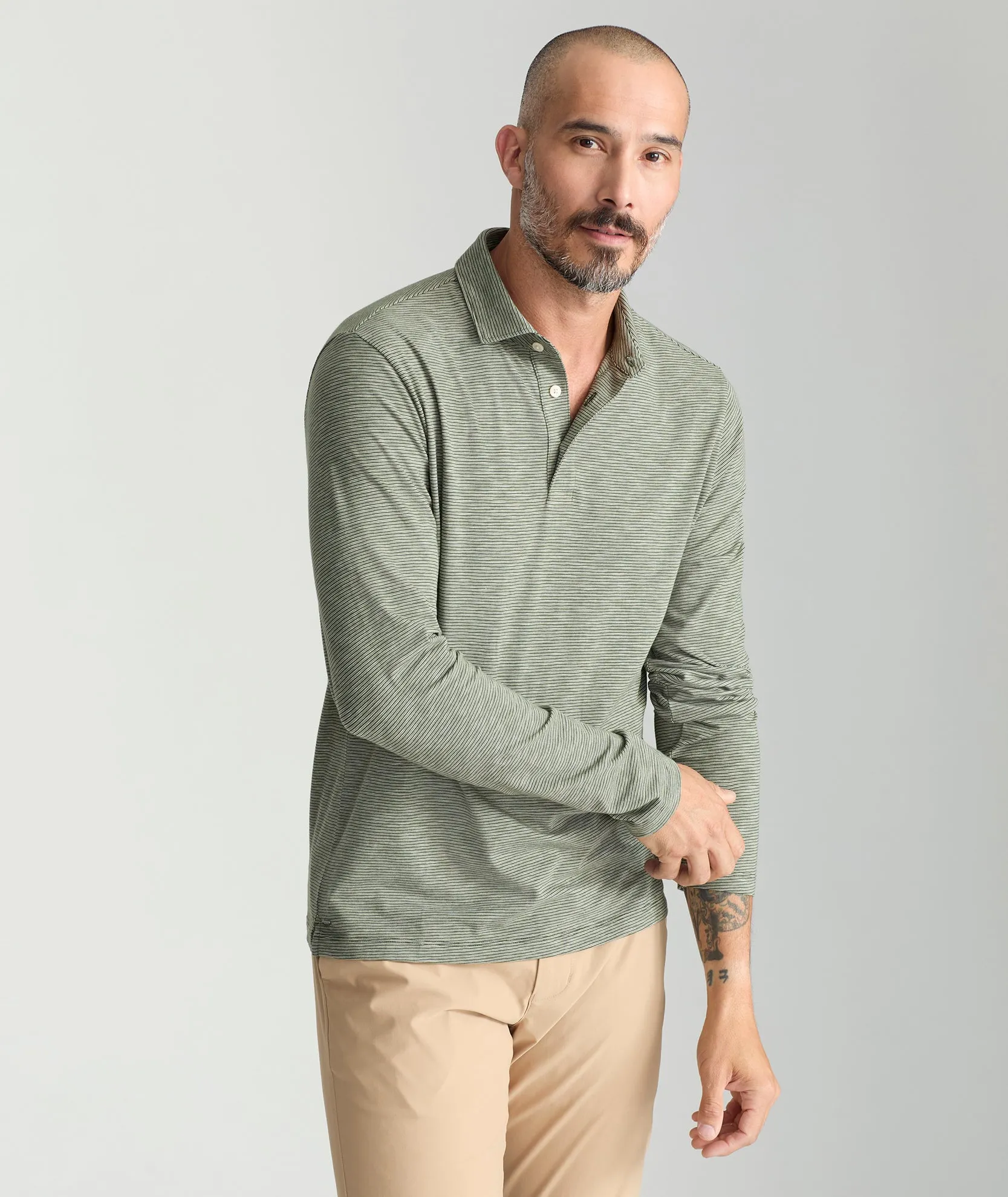 Jersey Slub Long-Sleeve Polo - FINAL SALE