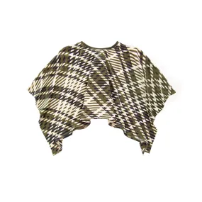 Kids Plaid Blanket Poncho | Olive