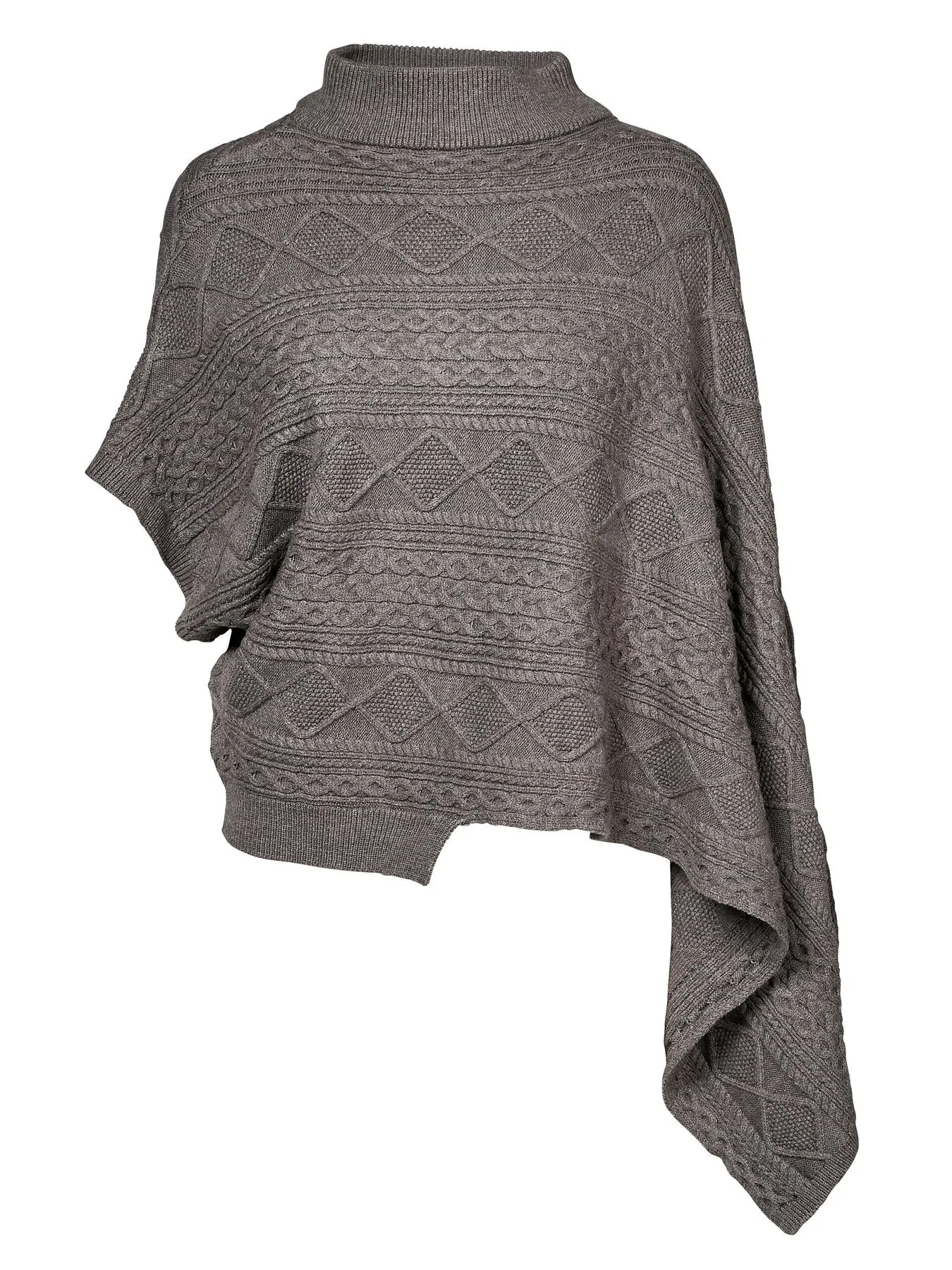 Knit Asymmetrical Poncho - Statue