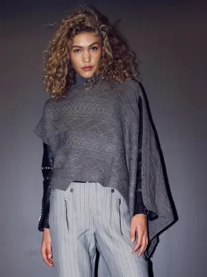 Knit Asymmetrical Poncho - Statue