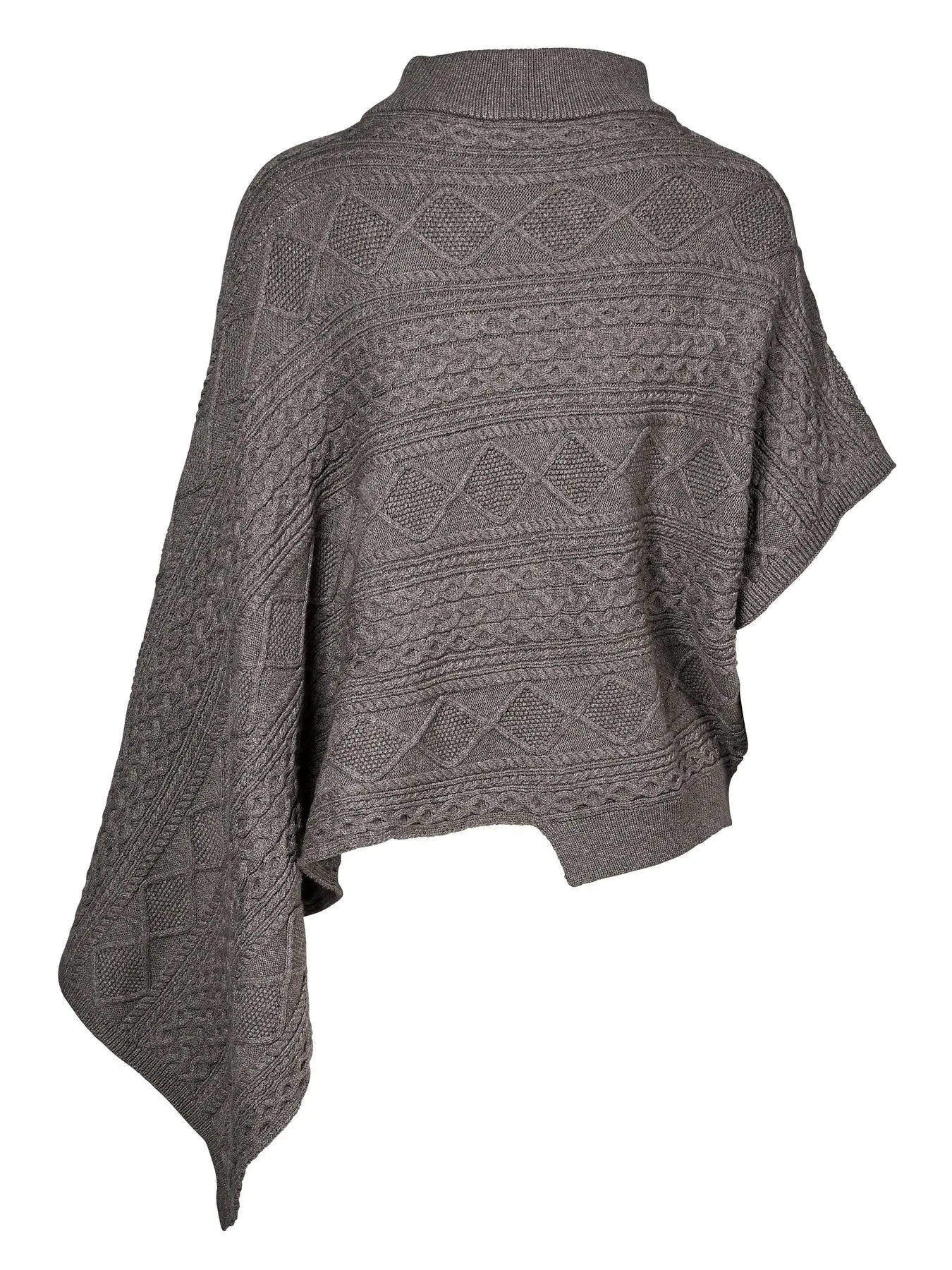 Knit Asymmetrical Poncho - Statue