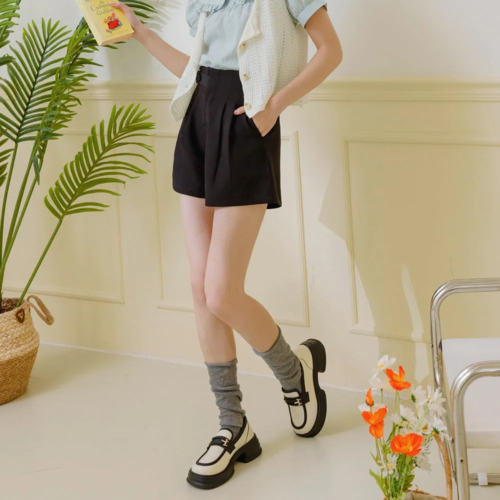 Korean Slim High Elastic Waist Chino Shorts Pants