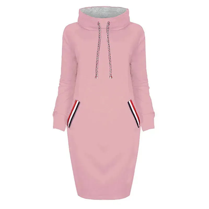 Ladies Winter Hooded Slim Fit Sweatshirt Dress