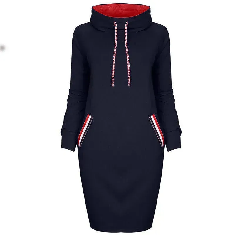 Ladies Winter Hooded Slim Fit Sweatshirt Dress