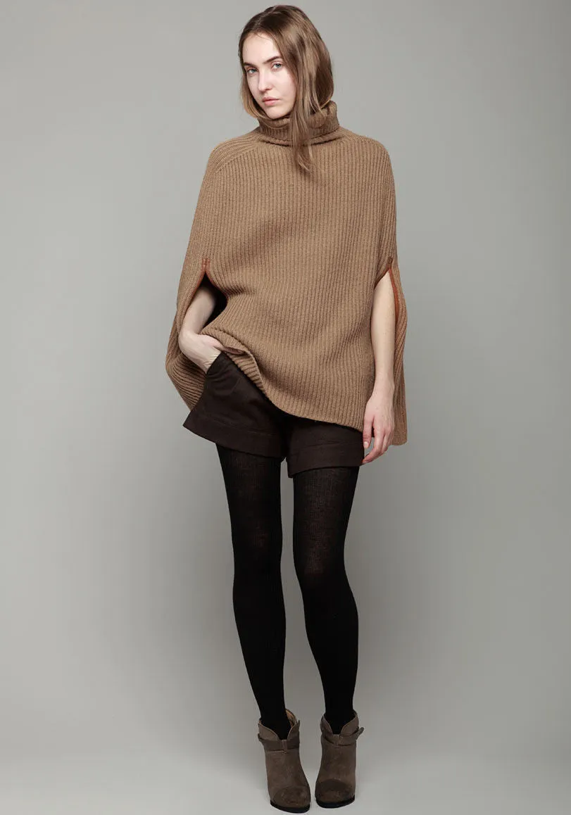 Leather Trim Poncho