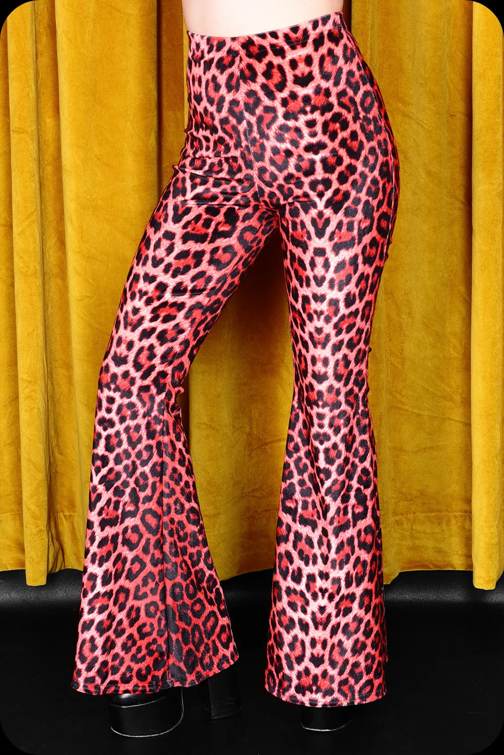 Leopard Print Bell Bottom Trousers XS