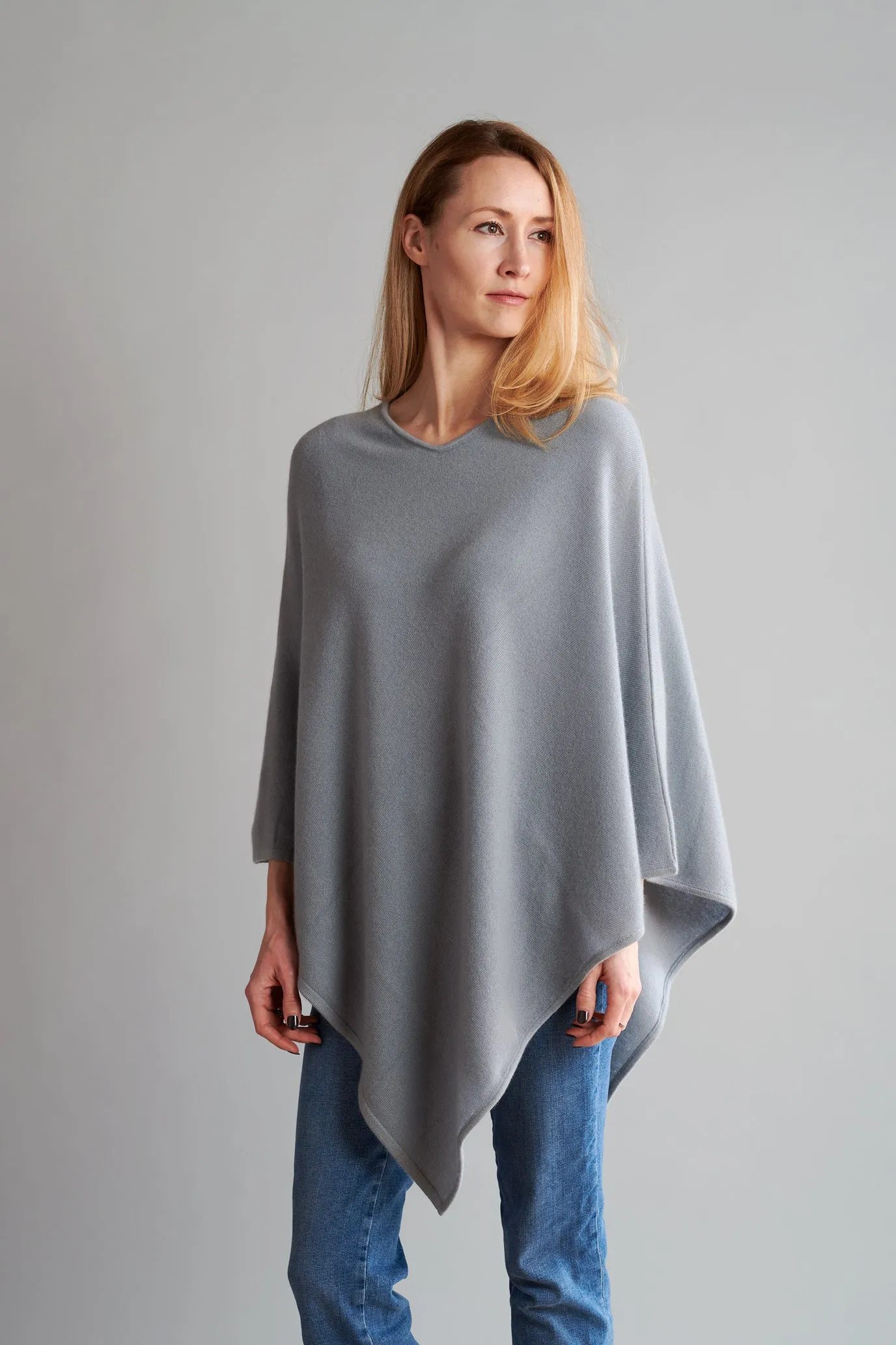 Light Grey Cashmere Poncho