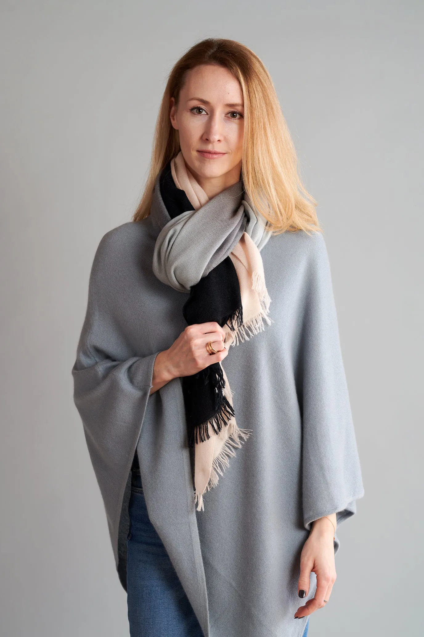 Light Grey Cashmere Poncho