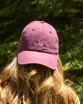 Maroon Hat with Embroidered Hop Cone