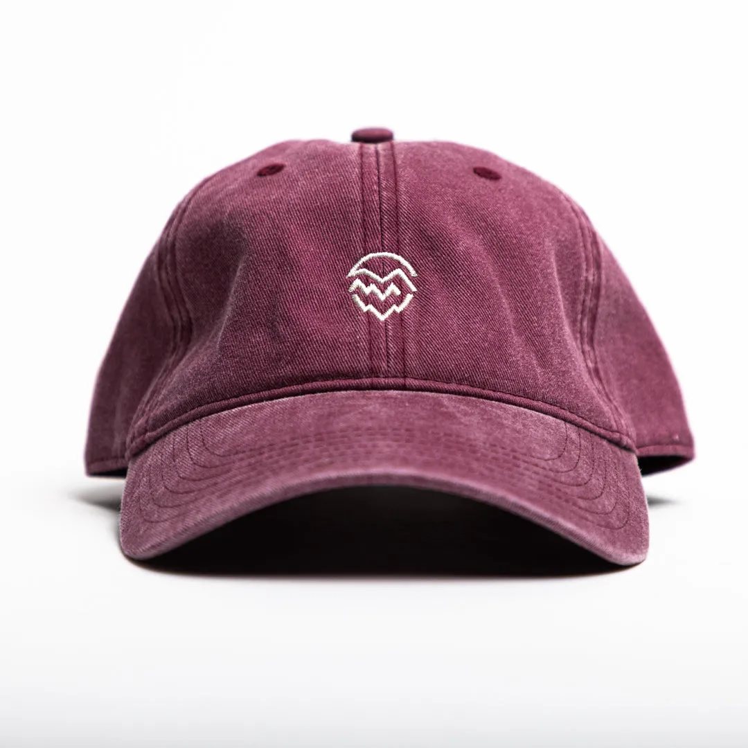 Maroon Hat with Embroidered Hop Cone