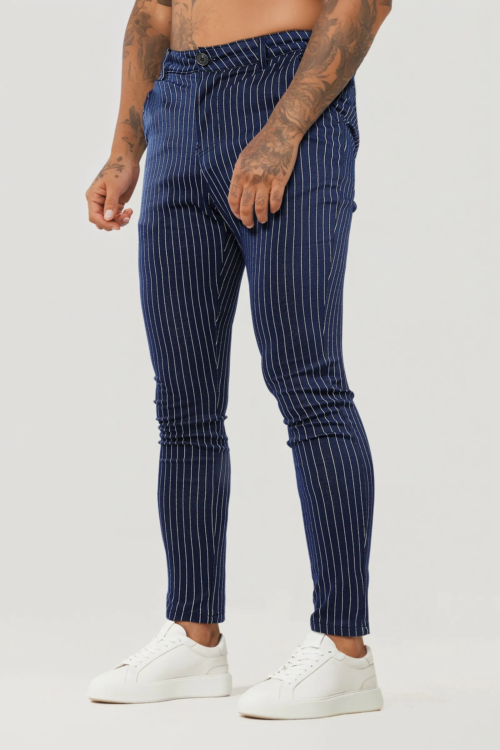 Men's Blue Striped Trouser