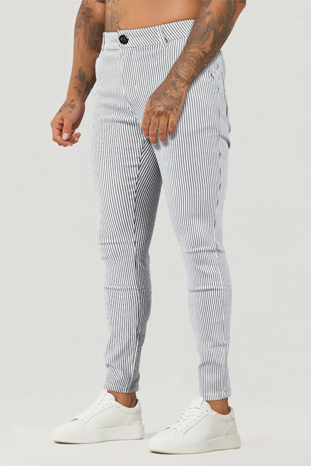 Men's Grey Pant - Vertical Stripe