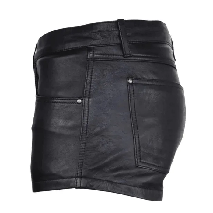 Mens Leather Shorts 501 Style with 4 Pockets