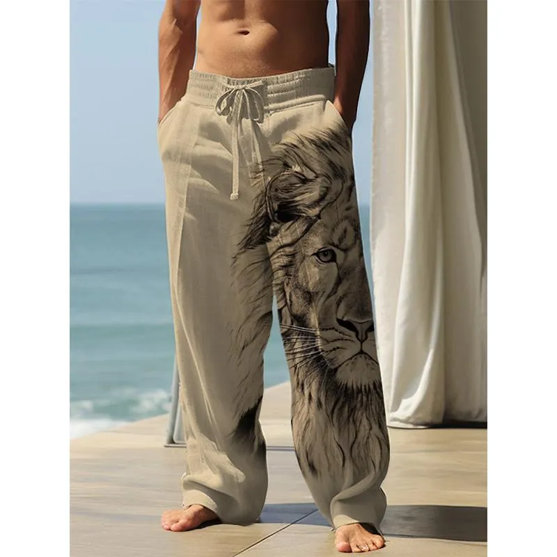 Men's Lion Printed Casual Trousers 47854973L