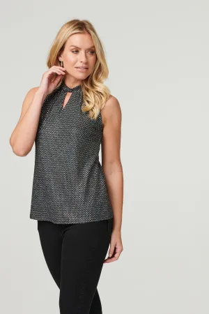 Metallic Embellished Cut Out Top