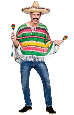 Mexican Bandit Poncho Mens Costume Rugged Outlaw Attire