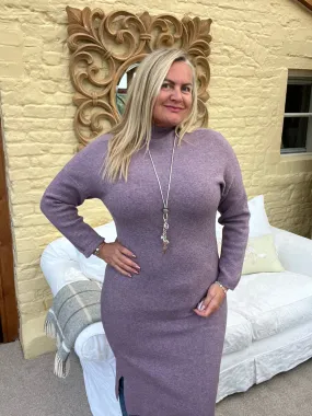 Milano Long Sleaved Jumper Dress in lilac mix