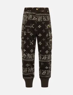 Monogram Paisley and Logo Print Velvet Joggers