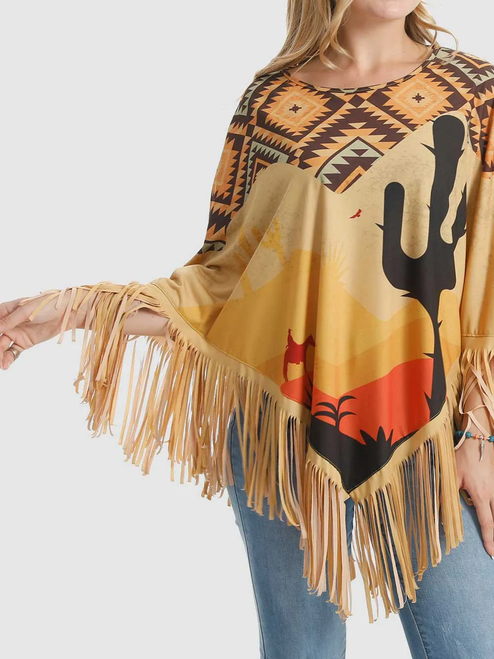 Montana West Aztec Cactus Collection Poncho