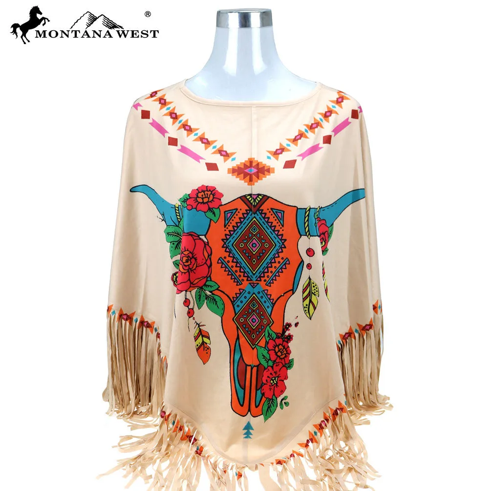 Montana West Steer Skull Collection Poncho