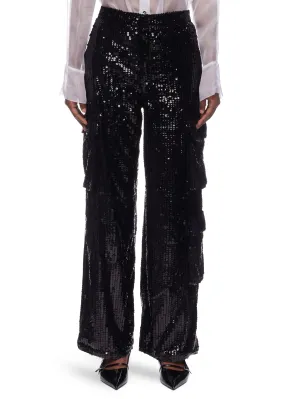 Moon River Sequin Sparkle Cargo Pant