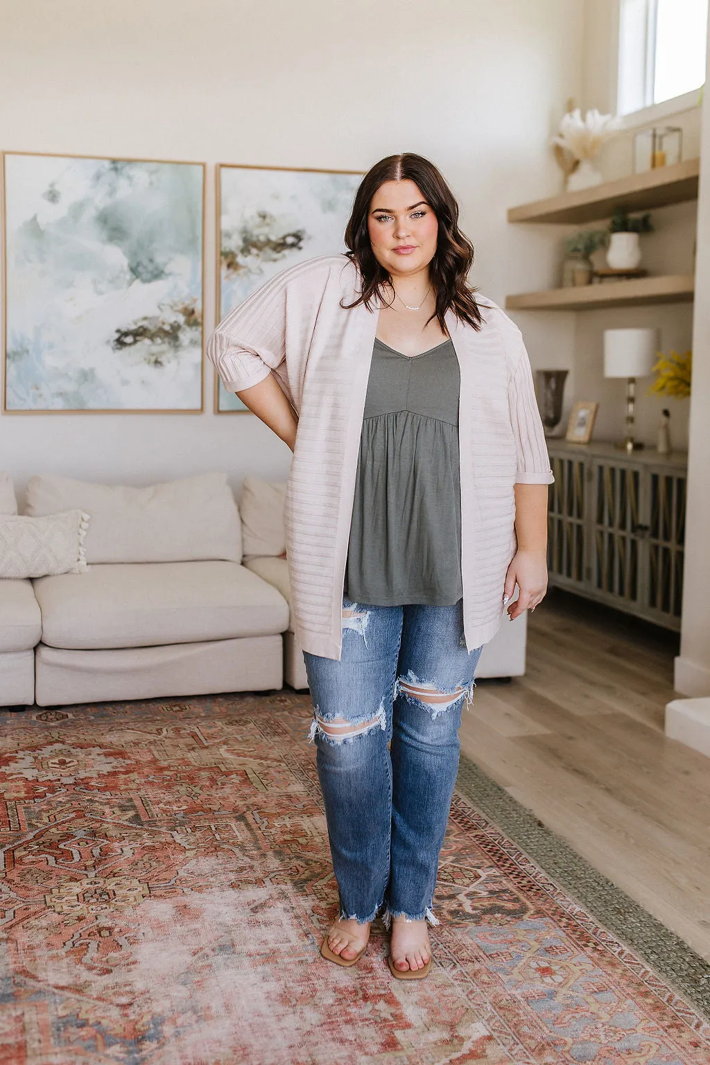 Never Not Loving V-Neck Cami in Gray Green