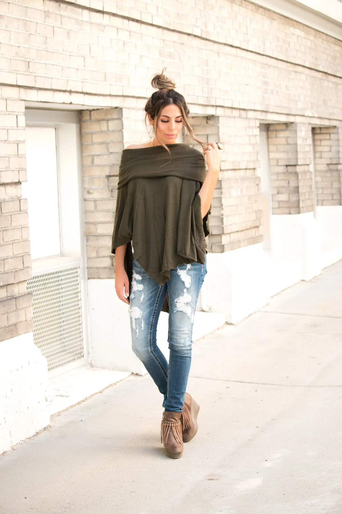 Off-Shoulder Poncho