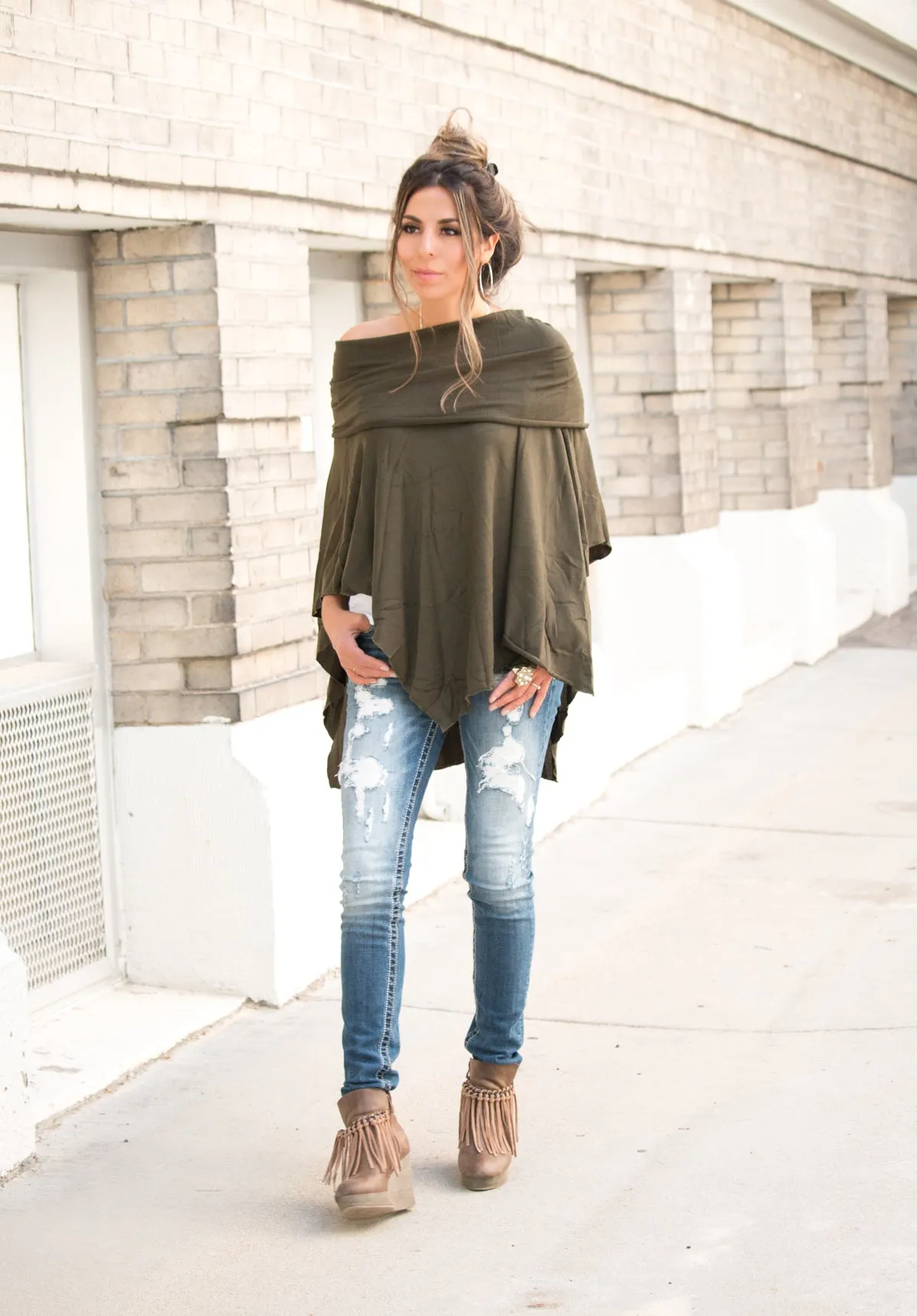 Off-Shoulder Poncho