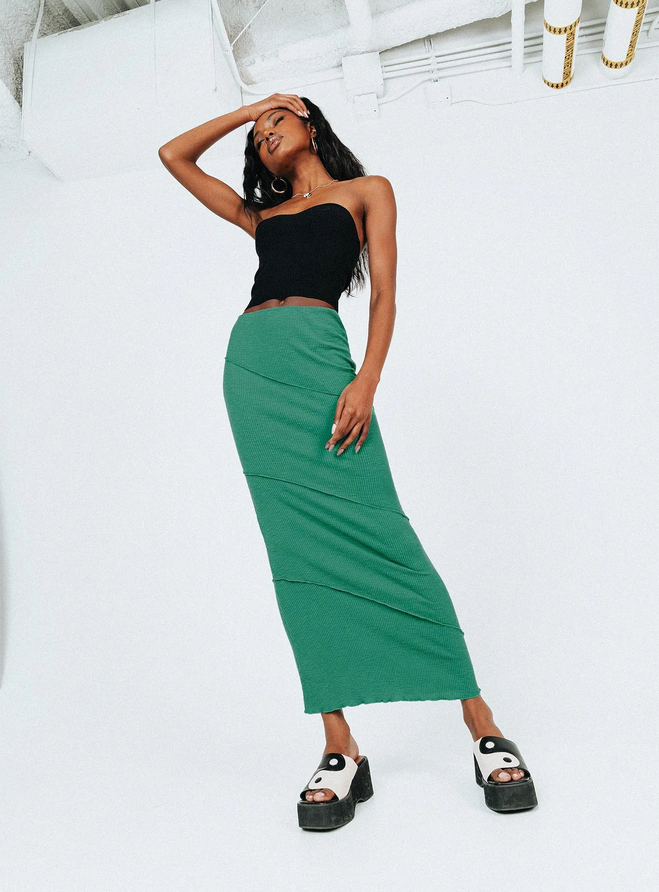 Oscar Maxi Skirt Forest Green