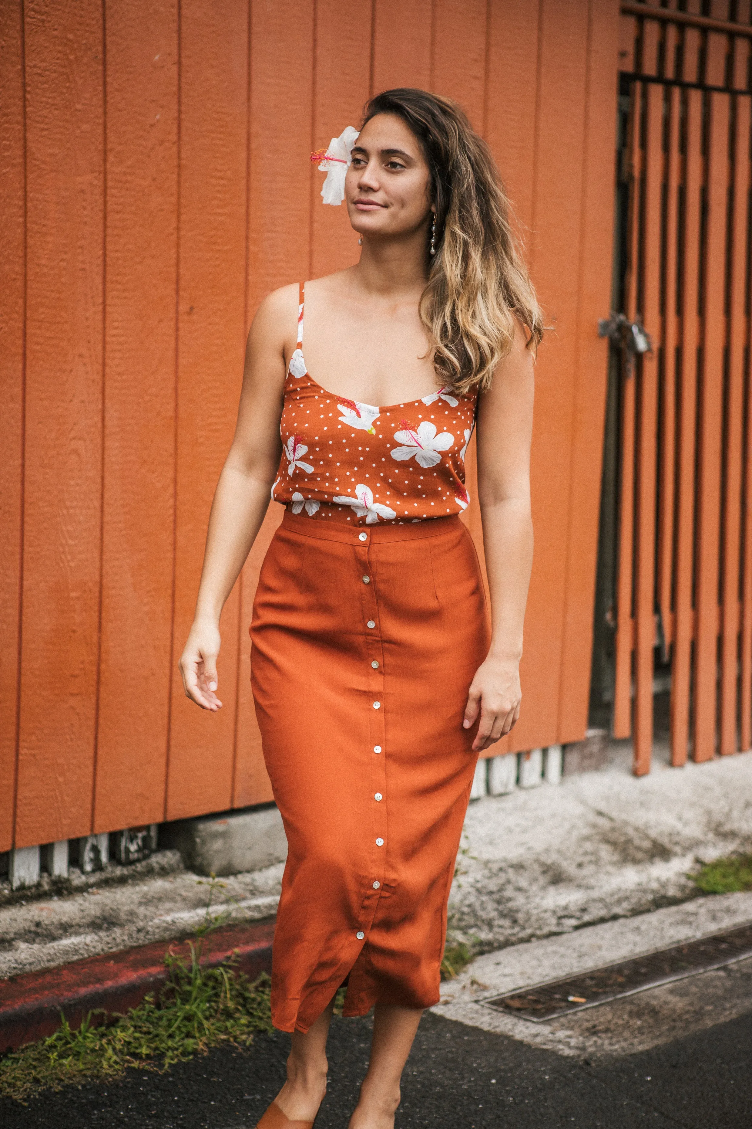 PENCIL SKIRT Solid Rust