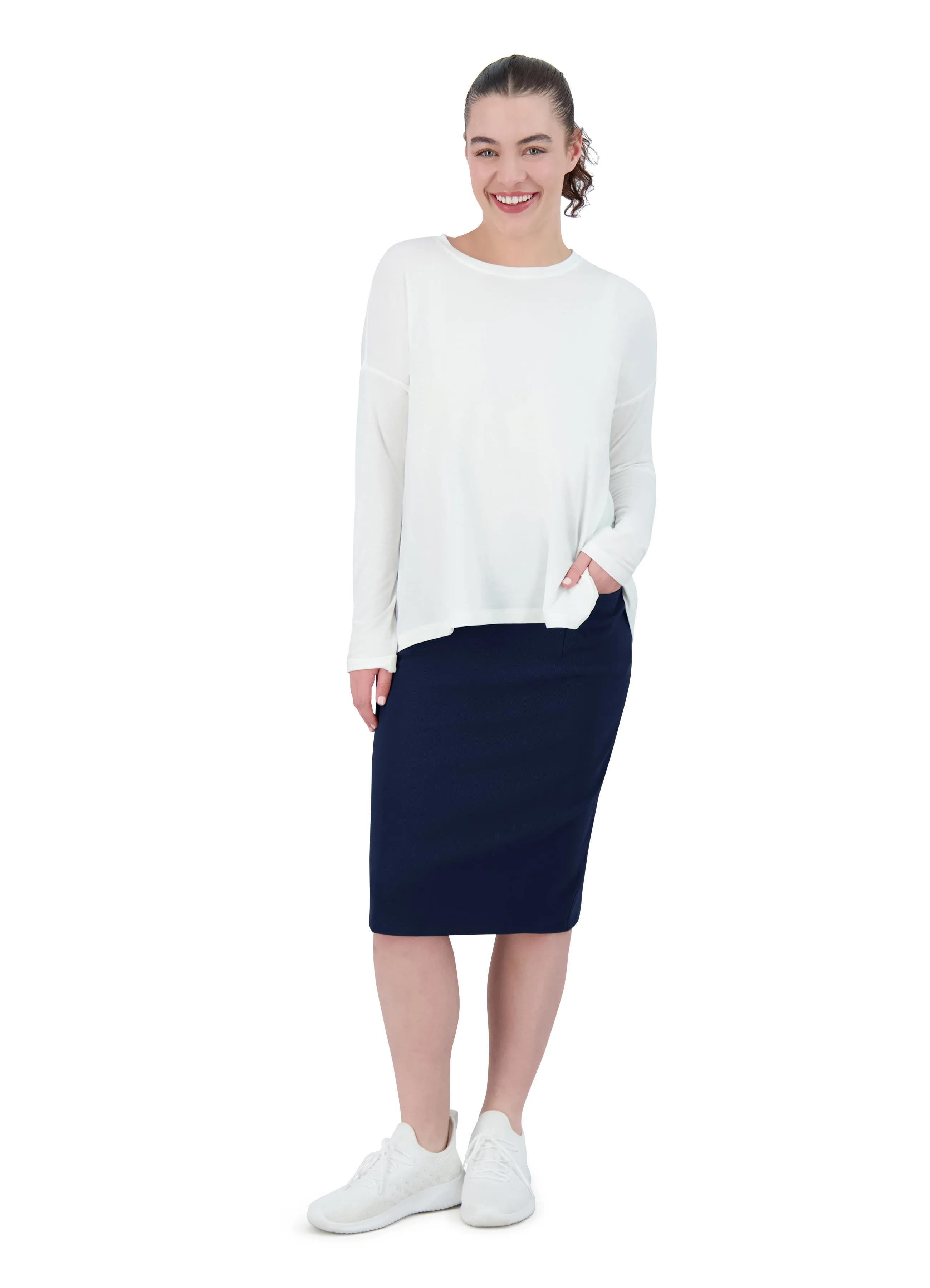 Perfect Fit Pencil Skirt 22" - Navy