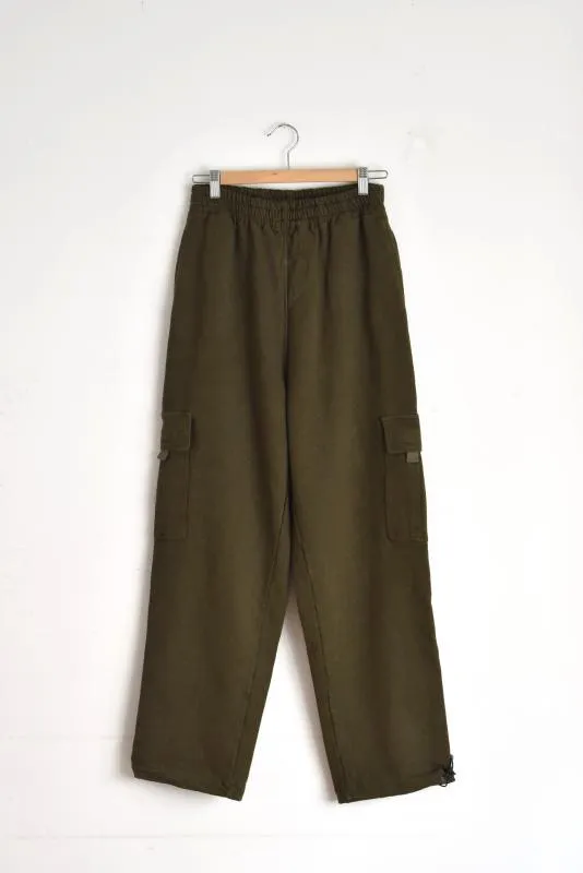 「Phatee」hemp sweat cargo pants -olive-