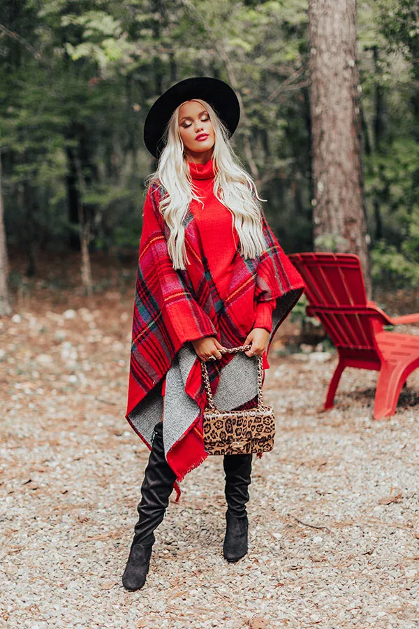 Picking Apples Plaid Poncho