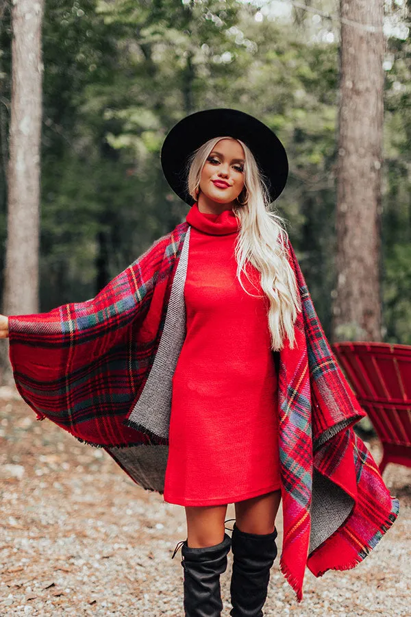 Picking Apples Plaid Poncho