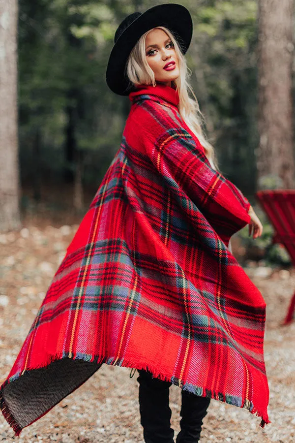 Picking Apples Plaid Poncho