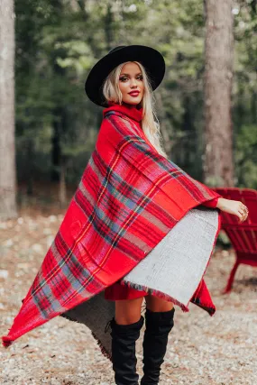 Picking Apples Plaid Poncho