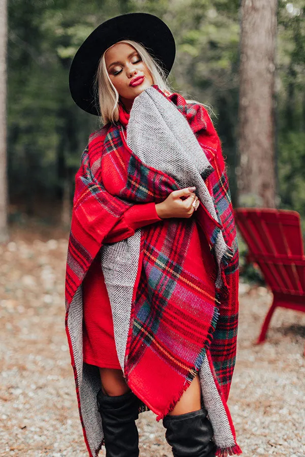 Picking Apples Plaid Poncho