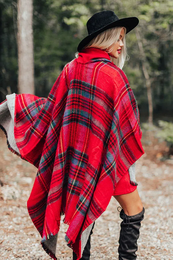 Picking Apples Plaid Poncho