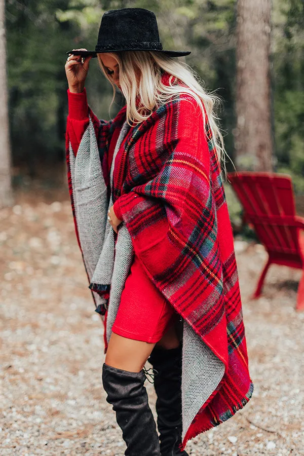 Picking Apples Plaid Poncho