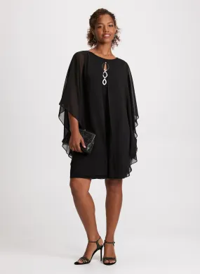 Poncho Effect Chiffon Dress