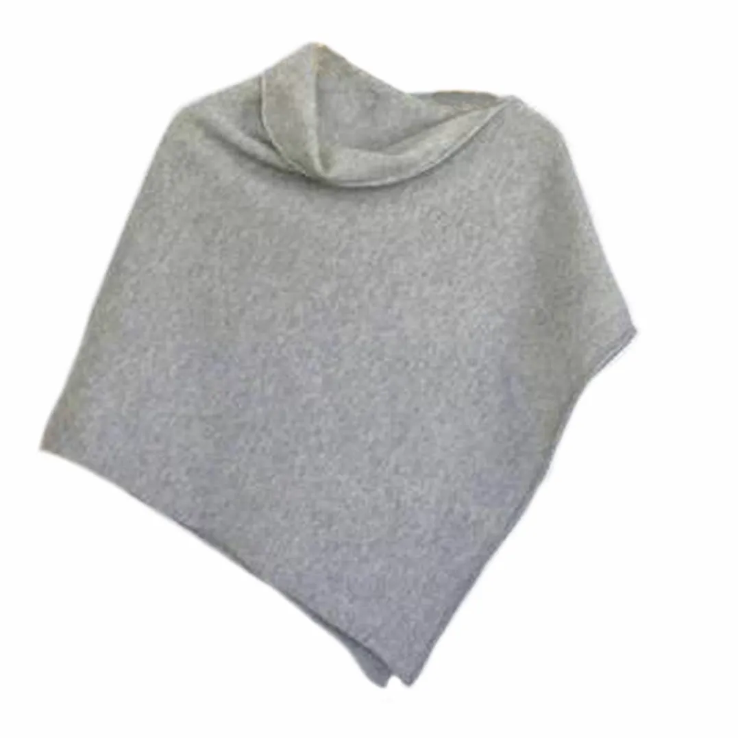 Poncho Soft Merino Lambswool Pearl Grey