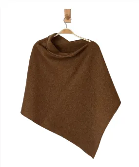 Poncho soft merino lambswool poncho drift wood brown