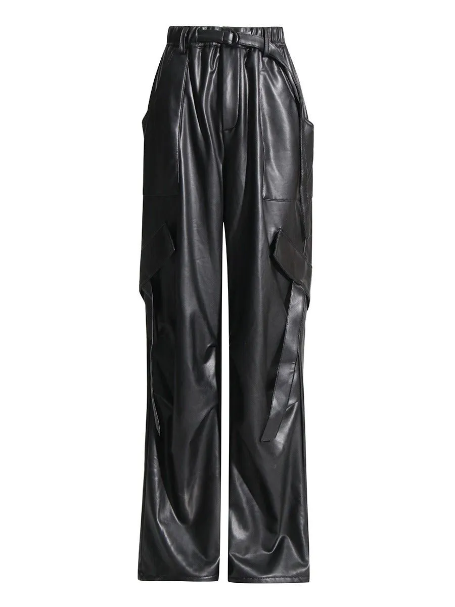 Pre Order:  Vegan Leather Cargo Pants