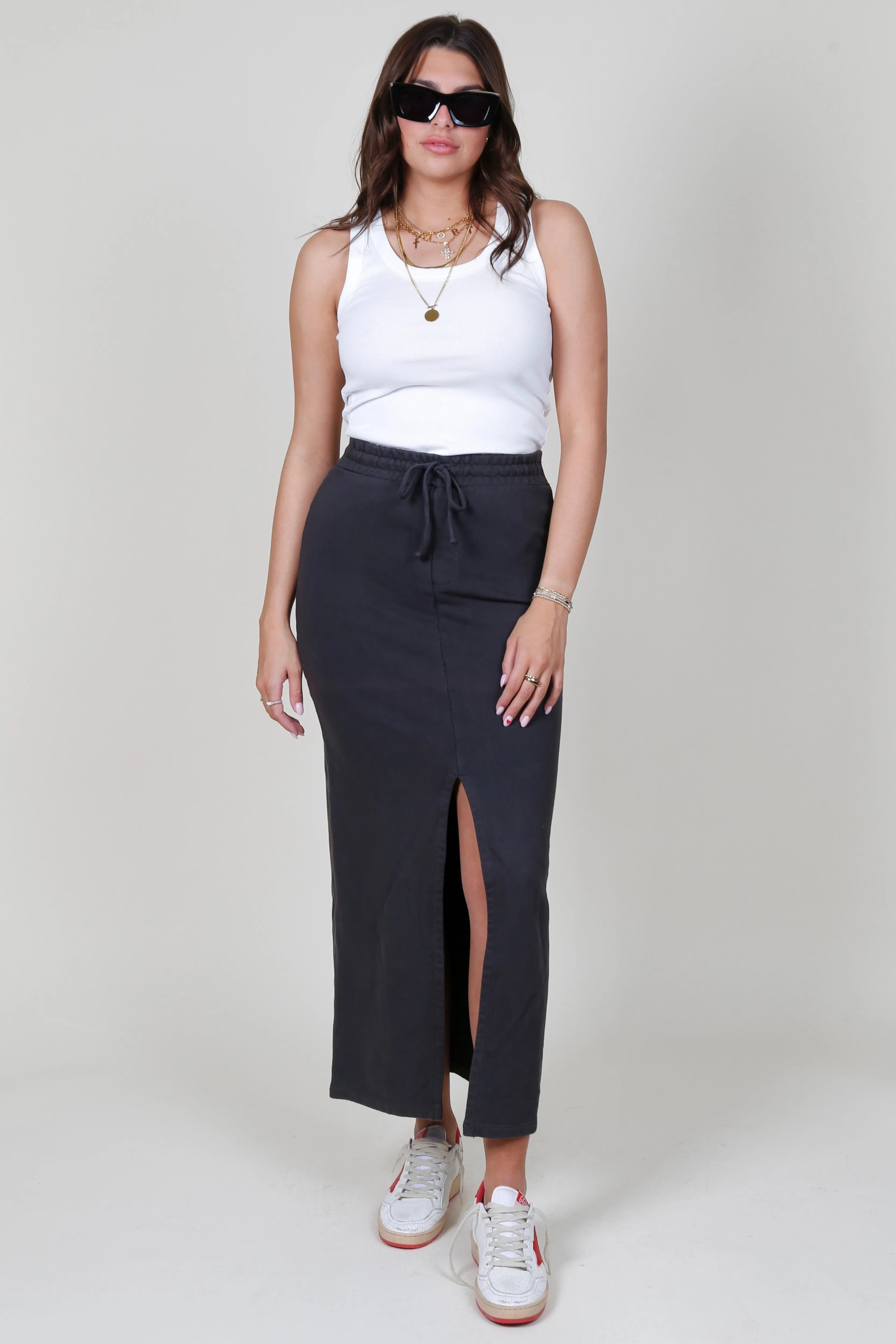 PROJECT SOCIAL T | Eternal Front Slit Maxi Skirt - Vintage Black