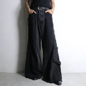 "Re:make" black belt loop design flare denim pants