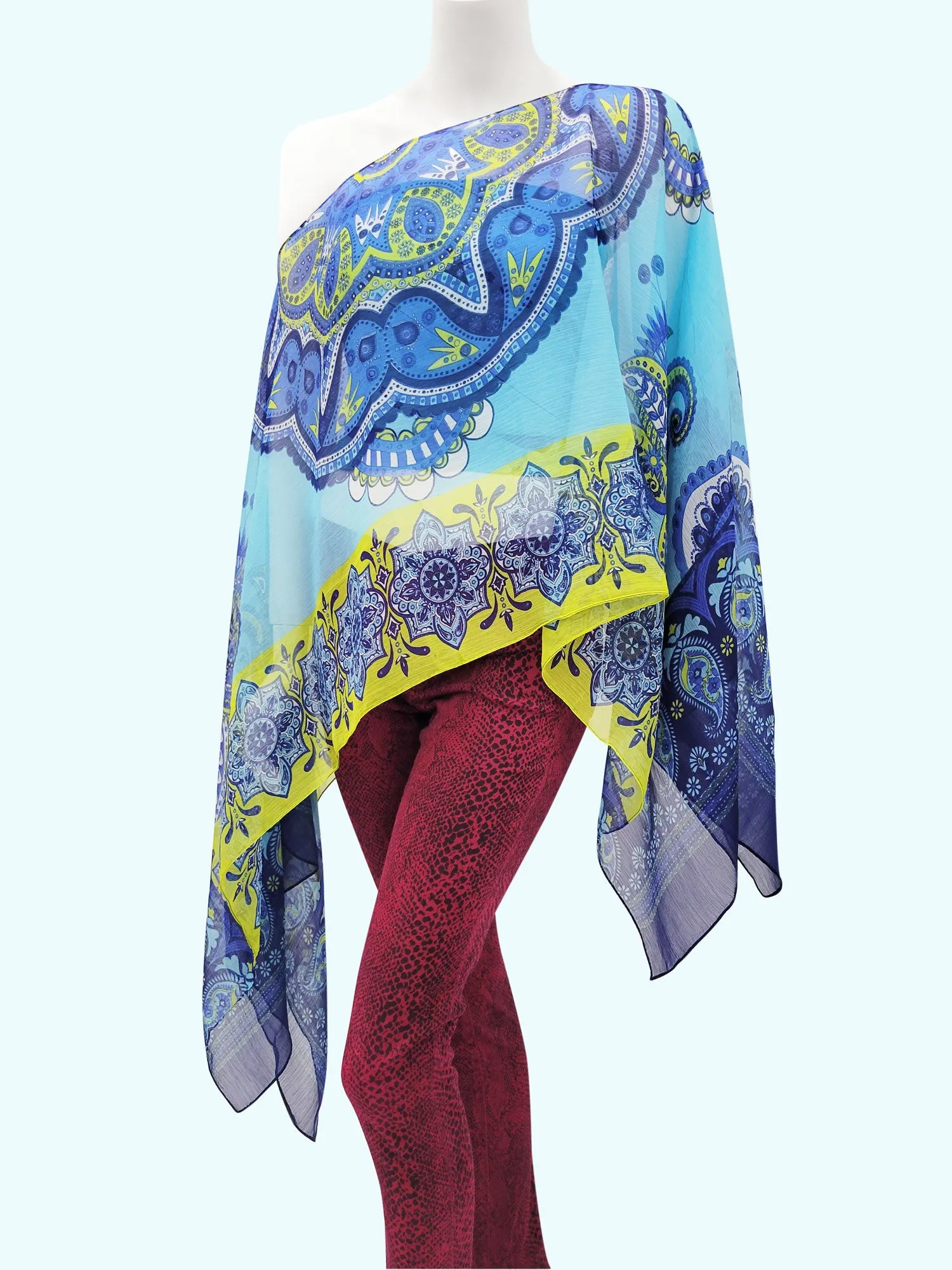 RAJ MONA FLORAL SHOULDER CAPELET PONCHO