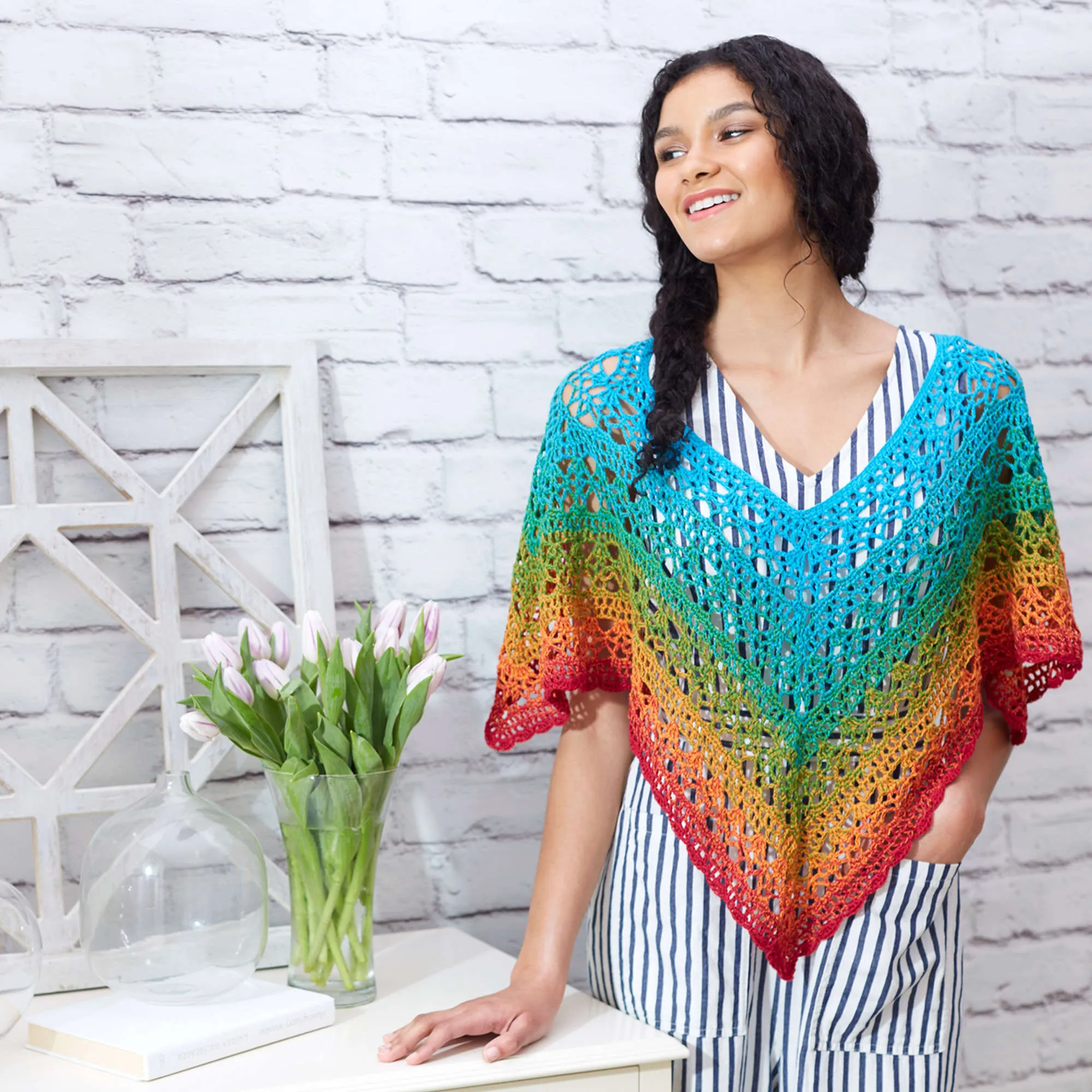 Red Heart Crochet Fire And Ice Poncho